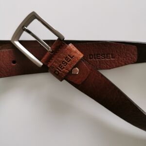Diesel Brown Leather Embossed Diesel Belt